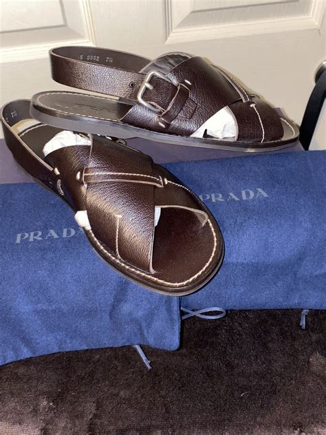 prada mens leather sandals|prada denim sandals.